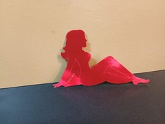 Vintage Stickers MUD FLAP GIRL Glossy Foil Vending Sticker VTG PVI Red 01