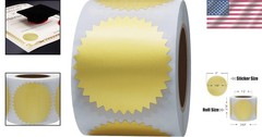 Hybsk 300Pcs Notary Seals 2 Inch Embossing Stickers Gold Metallic Certificate Se