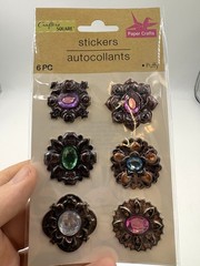 Crafter’s Square Stickers with Faux Jewels 6 Pc Puffy Gem Medallions