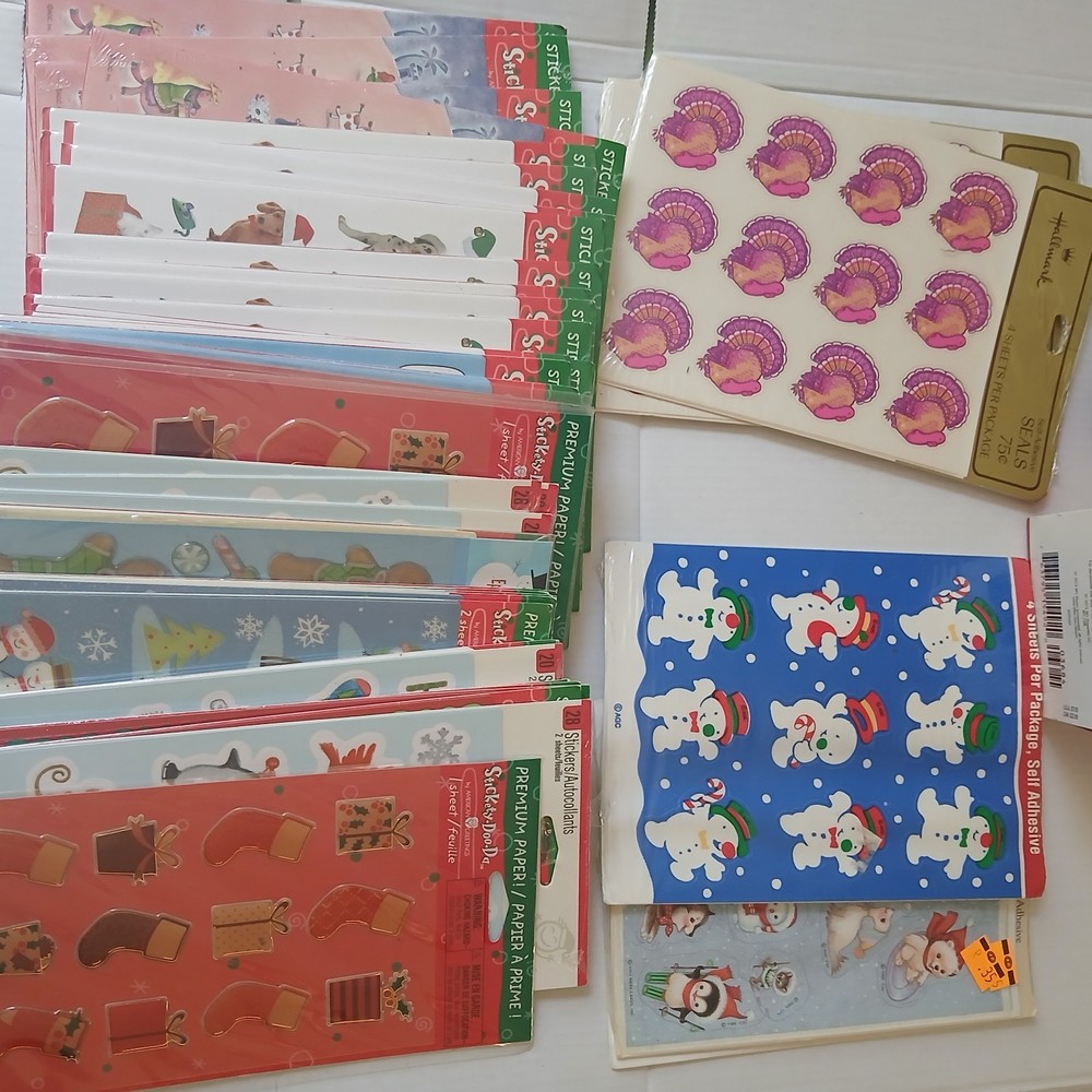 52 Packs Vintage stickety-doo-da stickers Christmas Collection Bundle