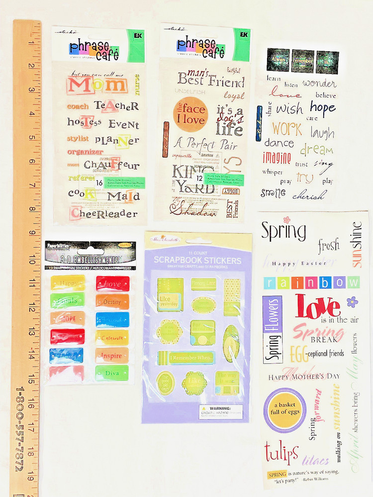 6 CRAFTING Scrapbook Sticker Sets PHRASE CAFE-Ms ELIZABETHS-SPRING SAYINGS 2004