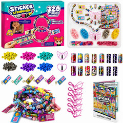 Sticky Roll Bracelet Kit with 320 Mini Stickers, Beads, Charms & Drops