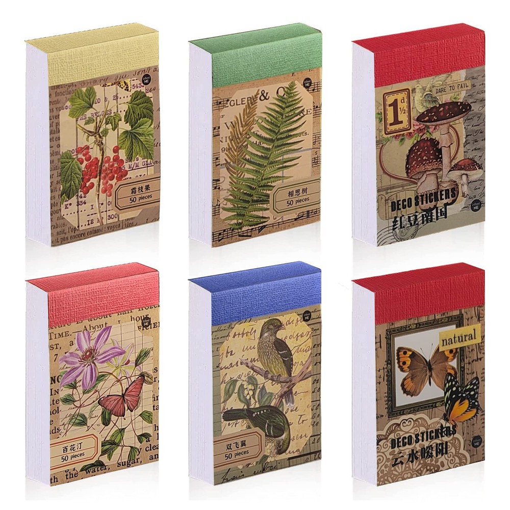 300 Pcs Vintage Washi Stickers Botanical Flower Butterfly Junk Journal Scrapbook
