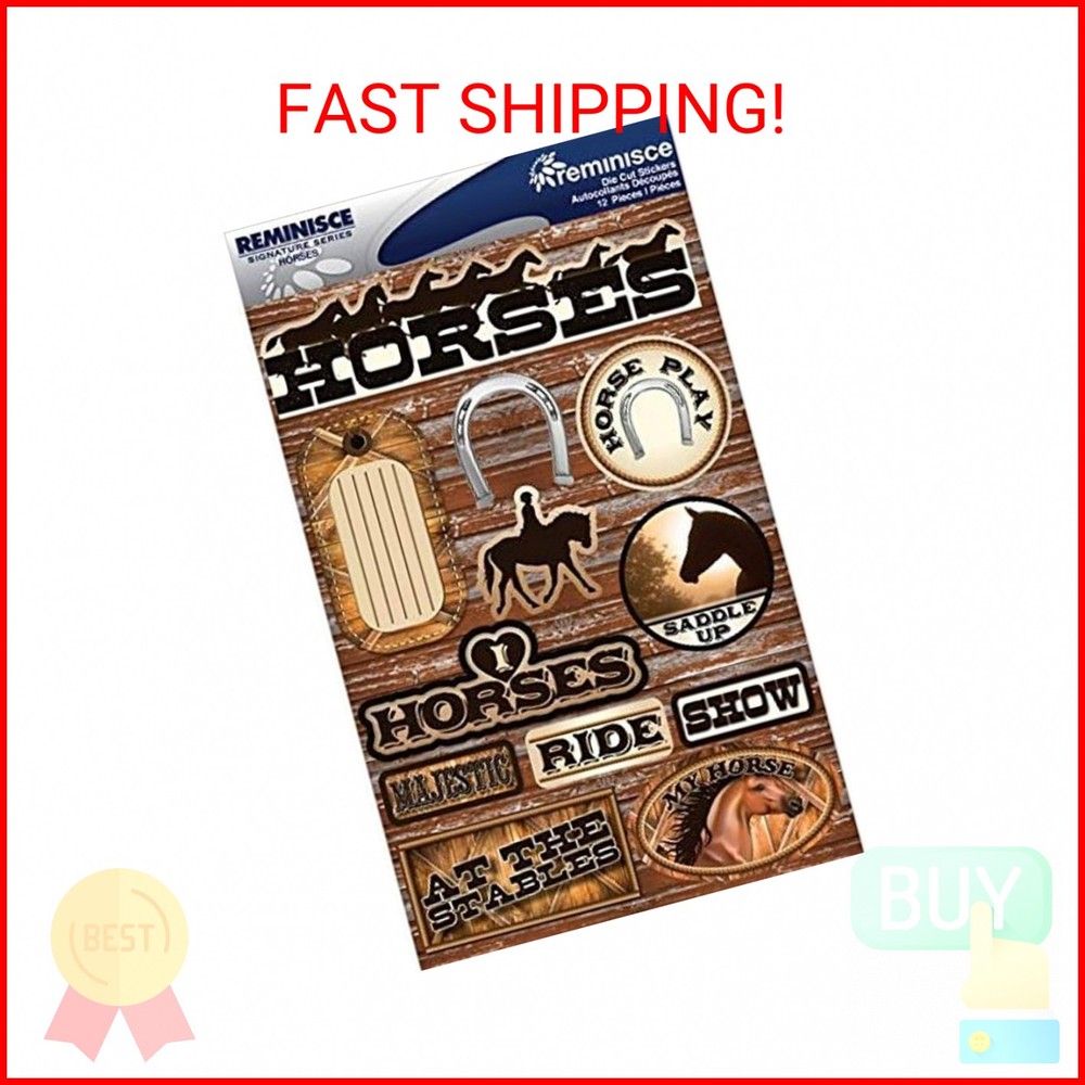 Reminisce Signature Dimensional Stickers Sheet, 4.5 by 6-Inch, Horses