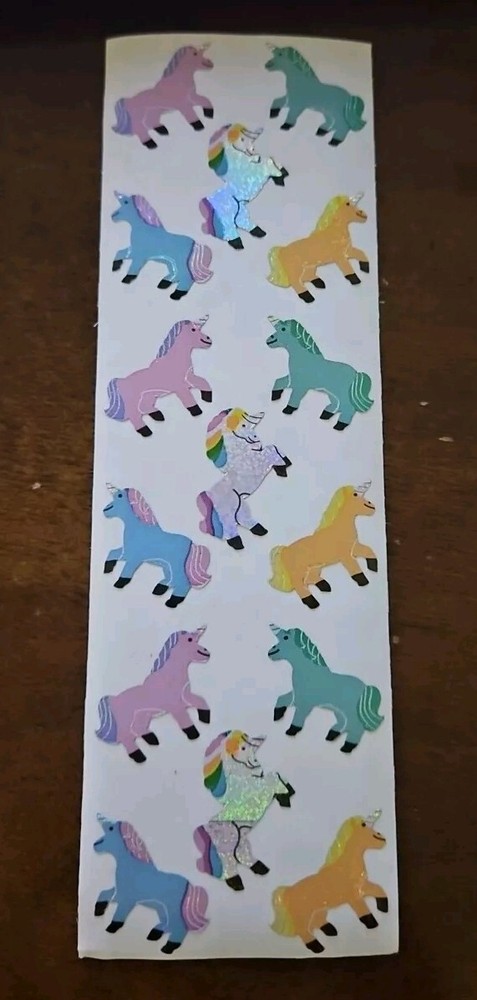 Vintage Sandylion prismatic Unicorn stickers, NO Logo on back