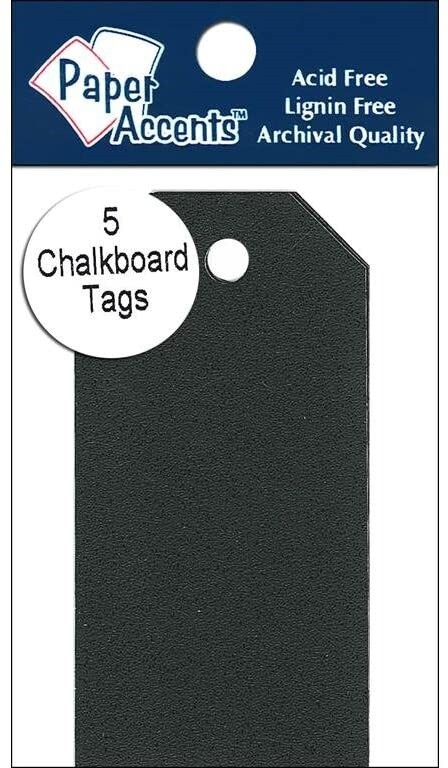 Paper Accents Adhesive CHALKBOARD Black 5 Piece Craft Tags XSM 1.625″ X 3.25″