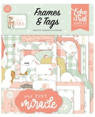1 Pack of Echo Park Paper IT’S A GIRL Baby Shower Frames & Tags Ephemera Pieces