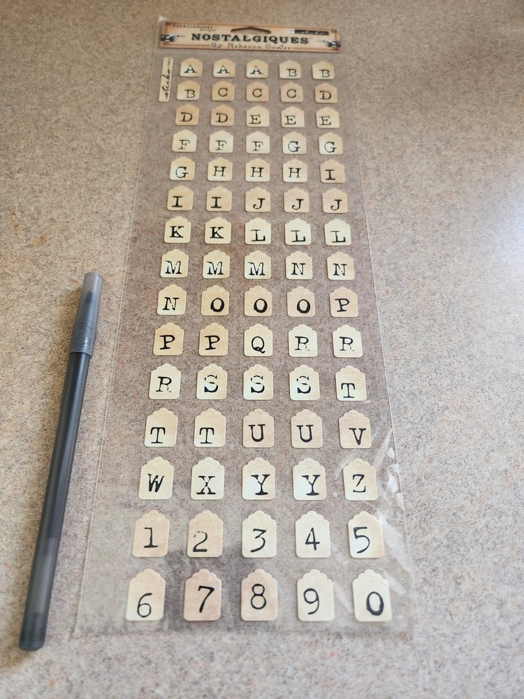 Sticko/Rebecca Sower’s Nostalgiques Tea Stained Tag Alphabet Stickers