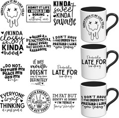 12 Sheets of Sarcastic UV DTF Stickers – Easy Application for Mugs & Glasses