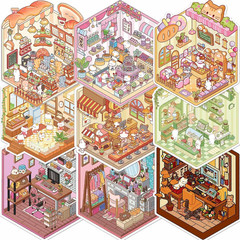 9 Sets 3D Sticker Scene, DIY 3D House Stickers for Kids and Adults