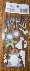 Recollections Happy Birthday Cake Balloons Party Hats Streamer Scrapbook Sticker
