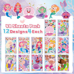 Mermaid Stickers 48 Sheets Make Your Own Face Stickers for Kids Toddlers Girls M