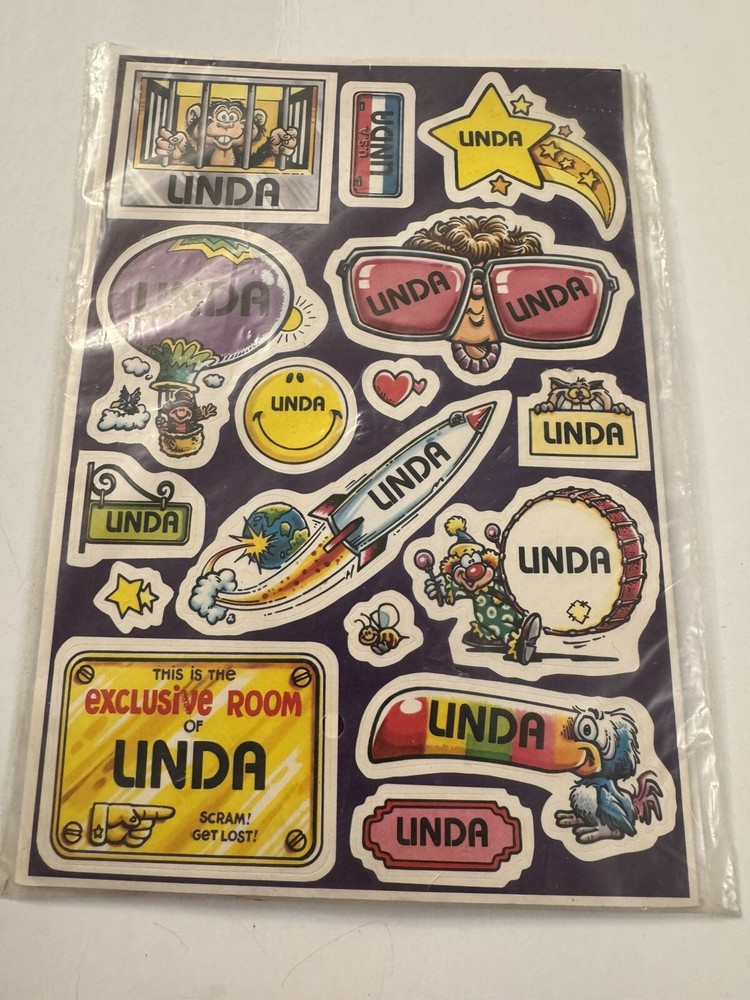 Vintage Stickers 1982 Mark I Linda Name Novelty J37