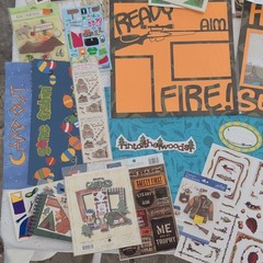Mixed Lot 12×12 Papers: Camping Hunting Fishing Scrapbooking Lot