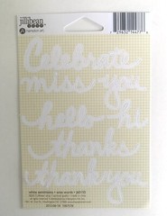 Lot of 7 Sheets Jillibean Soup Sentiment Stickers Gray Yellow White HELLO THANKS