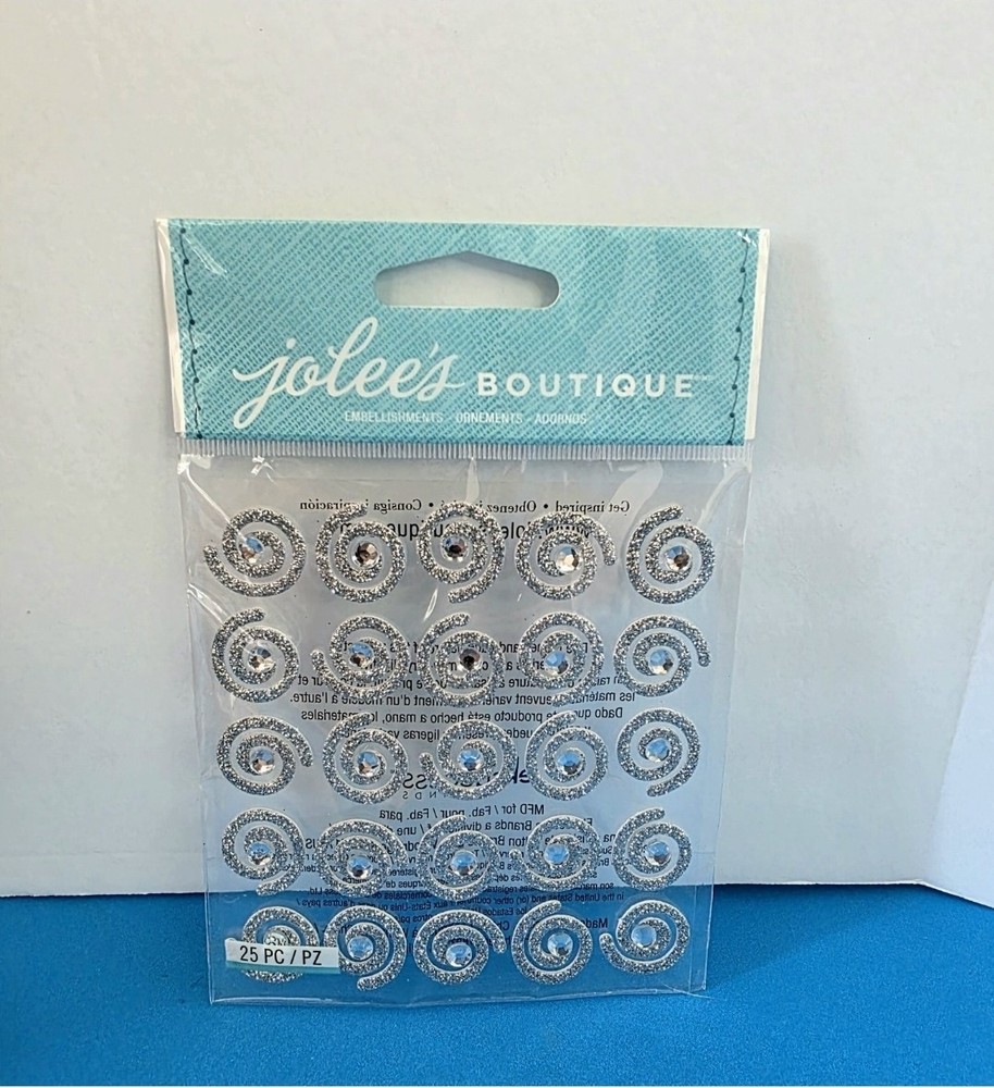 FREE SHIP VTG. Jolee’s Boutique SILVER SWIRLS Scrapbook Dimensional Stickers