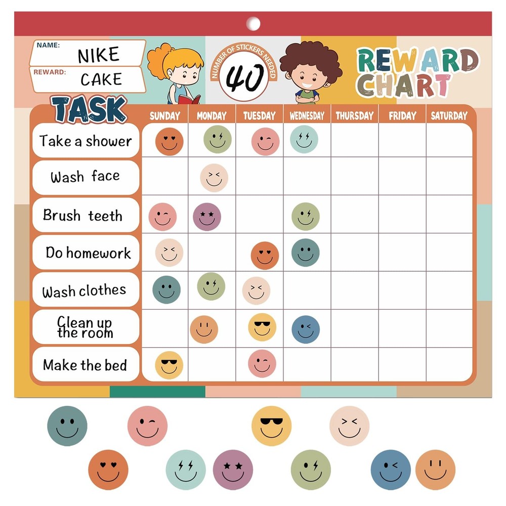 Magnetic Chore Chart for Kids, Reward System with 2328 Stickers