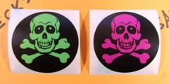 Skulls Neon Green Yellow Pink Blue Orange Purple Halloween Stickers Lot