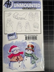 New ART IMPRESSIONS cl rubber Stamp WATERCOLOR WINTER SNOWMEN SET free USA ship