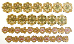 K&Company Boho Yellow Henna Mehndi Flowers Cardstock Stickers Glitter Border NOS