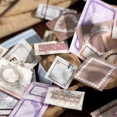 32Pcs Retro Tags Stamp Frame Paper Stickers Junk Journal Card Scrapbook Supplies