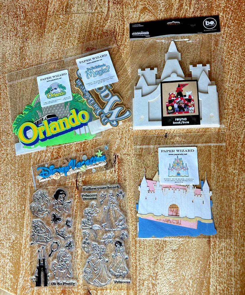 Disney Scrapbooking Stamping Supplies Mixed Lot Princess Travel New Paper Wizard