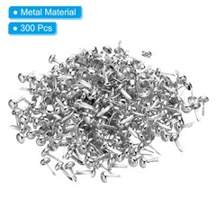 300 Pcs 4.5 x 8 mm Mini Brads for Paper Crafts Round Paper Fastener Silver