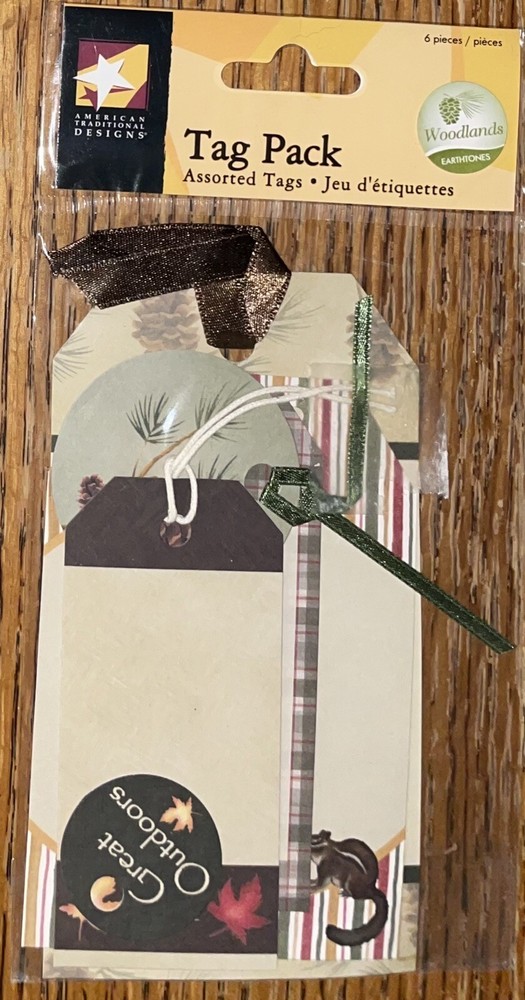 American Traditional Design Great Outdoors Assorted Tags Pack Tree Scrapbook 6pc