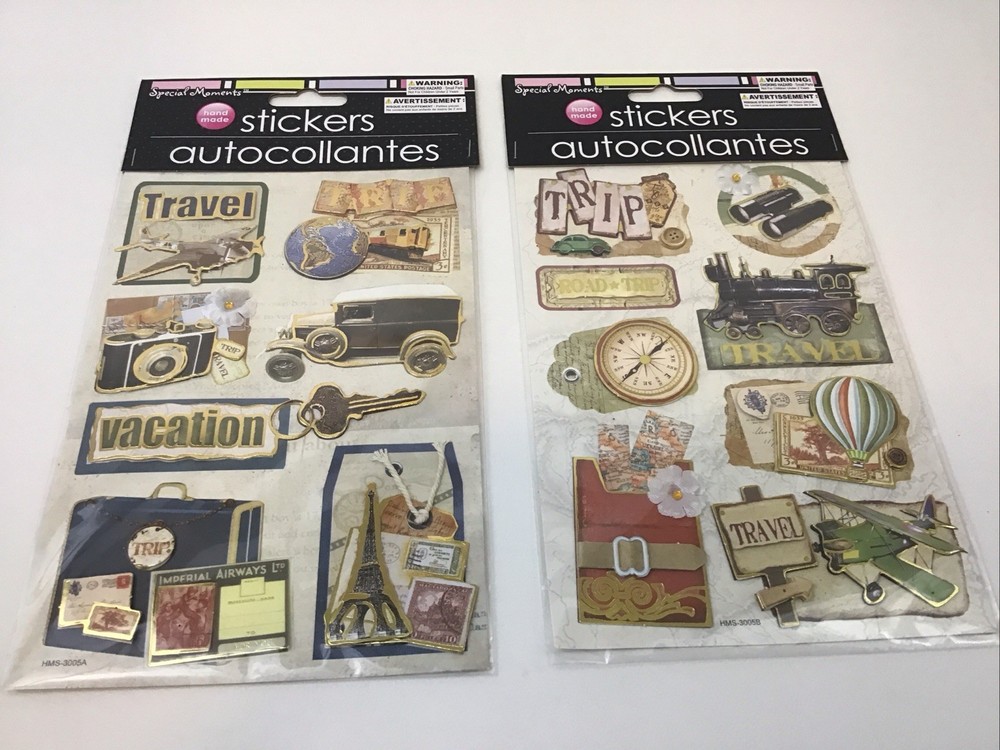 Special Moments 3-D Stickers Travel Camera Train Airplane Scrapbooking 2 Packs