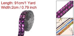 0.79 Inch x 1 Yard Crystal Rhinestone Sticker Ribbon Purple