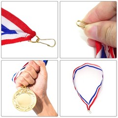 Polyester Striped Award Neck Ribbons Medal Lanyards Snap Clips Sports 20 PCS