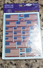 VTG NEW Hallmark Heartline US Flag Stickers 4 Sheets Red White Blue Star Stripes