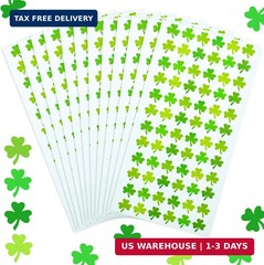 MixTeach Green Shamrock Stickers, 2160 Pcs, Paper, Self-Adhesive, for St. Patric