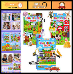 Waterproof Reusable Jelly Sticker Books for Toddlers 2-6 | Activity Travel Toys,