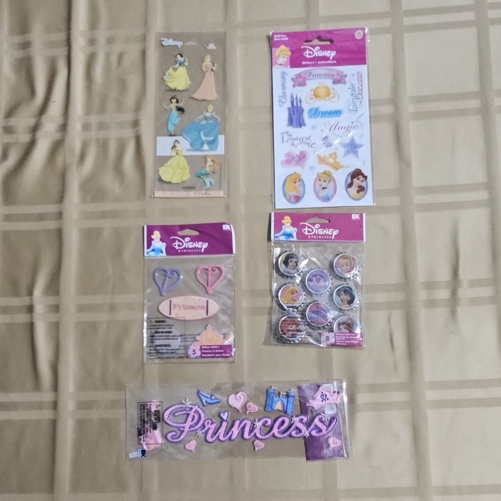 Disney Princess Scrapbooking Embellishments Lot Mixed Models Paper Metal Fabric