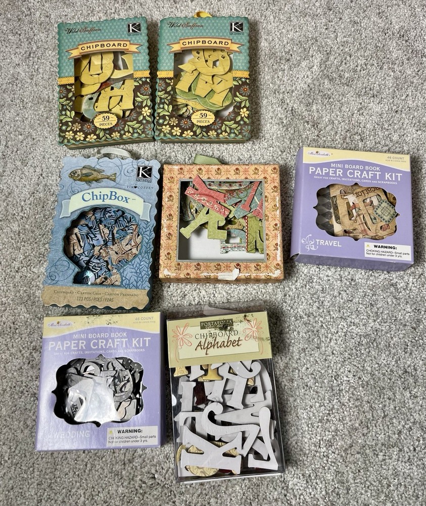 7 Boxes Chipboard Alphabet Letters, Shapes, Board Books