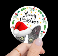 Tuxedo Cat Christmas Stickers