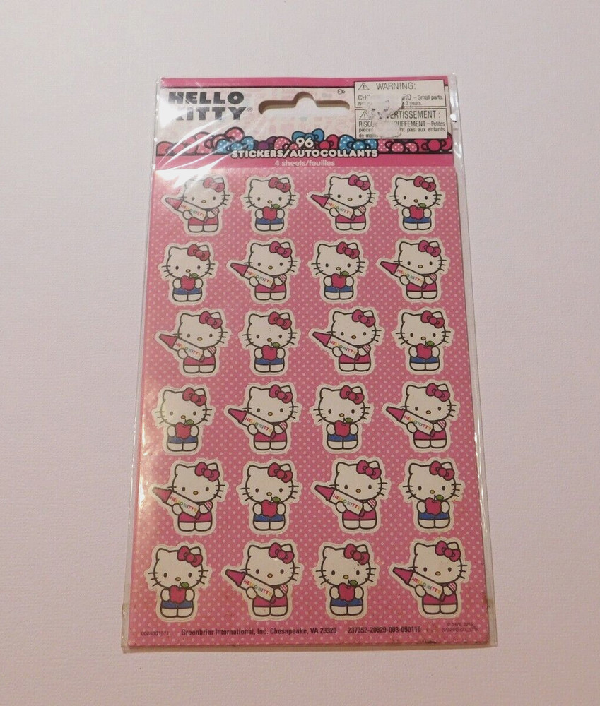 ~Hello Kitty~ Sanrio~ 96 Stickers Autocollants 4 Sheets New Sealed Package