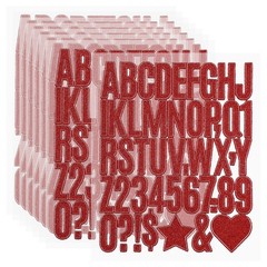 368Pcs 1.6″ Glitter Letter Stickers, 8Sheets Number Stickers, Red