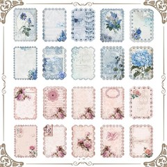Naszonus Vintage Floral Scrapbook Paper Set 60 Sheets 4.2×6.7 Inch