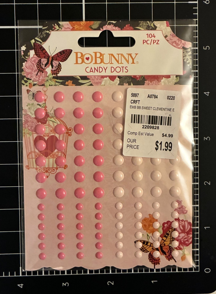 Bo Bunny Enamel Candy Dots Sticker SWEET CLEMENTINE Red Pink White Valentine’s