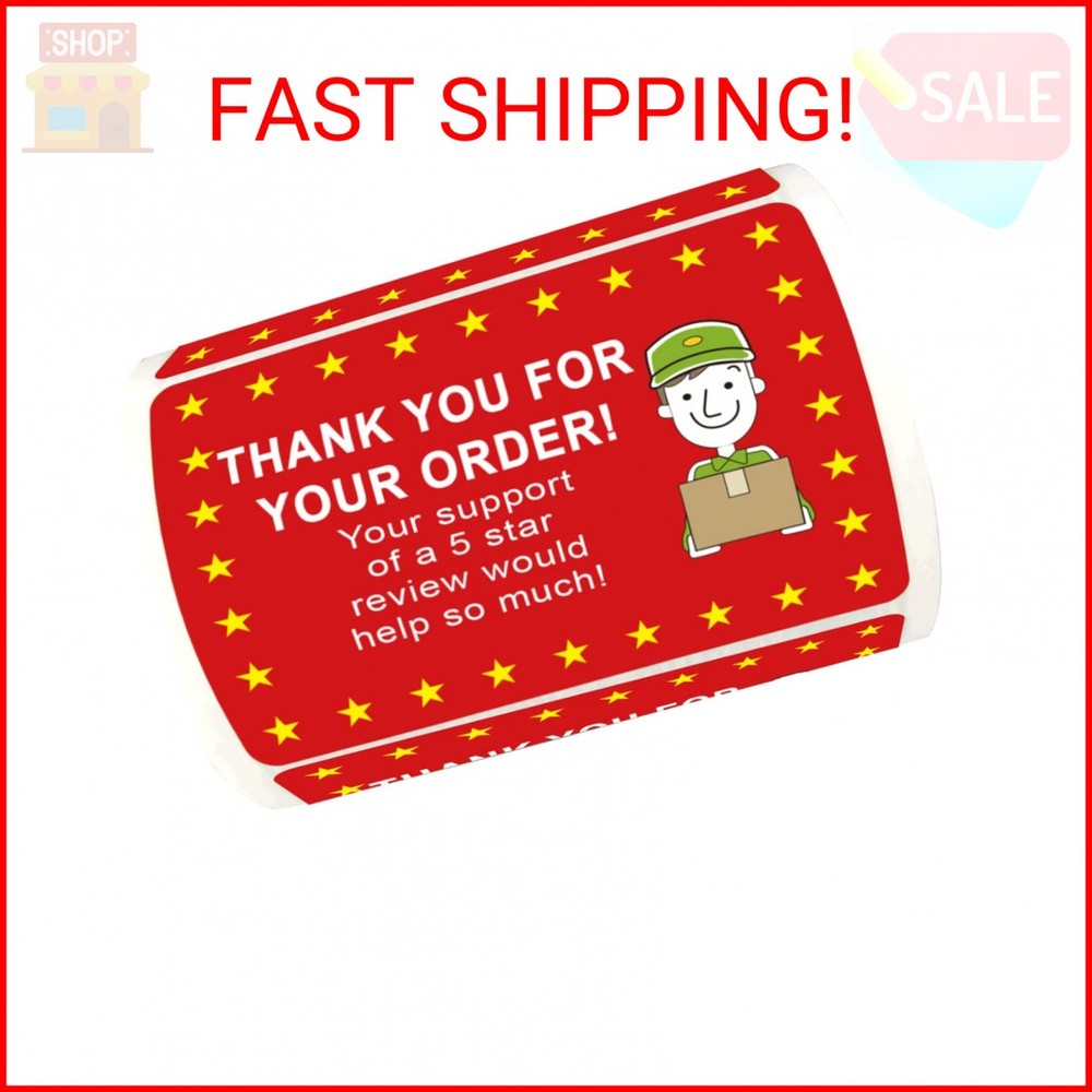 5 Star Review Delivery Labels Food Delivery Thank You Sticker 2×3 Inch Thank You