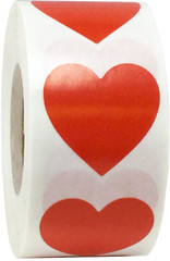 Heart Stickers | 1″ Inch Wide Labels – 500 Pack | Pick One Color