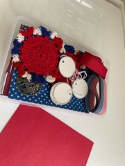 Patriotic July 4 red, white, blue crafting lot Junk Journals, assemblage ++