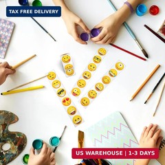 Emoticon Stickers for Kids – 1.5″ Circles – Smile Stickers for School and Home,