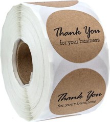 500 1.5″ Round Kraft Thank You Stickers for Small Businesses – USA Made