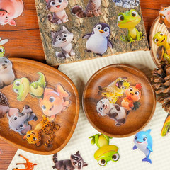 50Pcs Cute Animal Transparent Stickers Pack for Scrapbook Party Favors