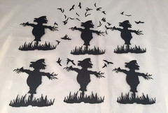 Tim Holtz Halloween Die Cuts * Scarecrow with Crows * Six Sets * Black Cardstock