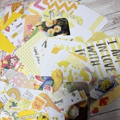 Junk Journal Paper Scrap Pack Kit 100 Pieces Yellow Theme Ephemera Planner Decor