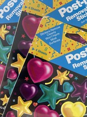 3pk VTG 80s 90s POST IT removable Stickers – Hearts and Stars – 4 Sheets Each
